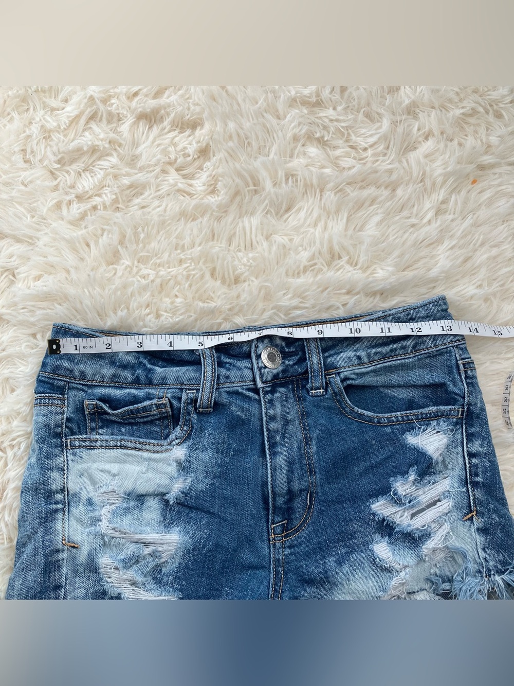 American Eagle Denim Distressed Mid Rise Mini Shorts - Picture 7 of 10